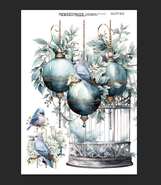 Scutt 822 Baubles and birds, min buy 5